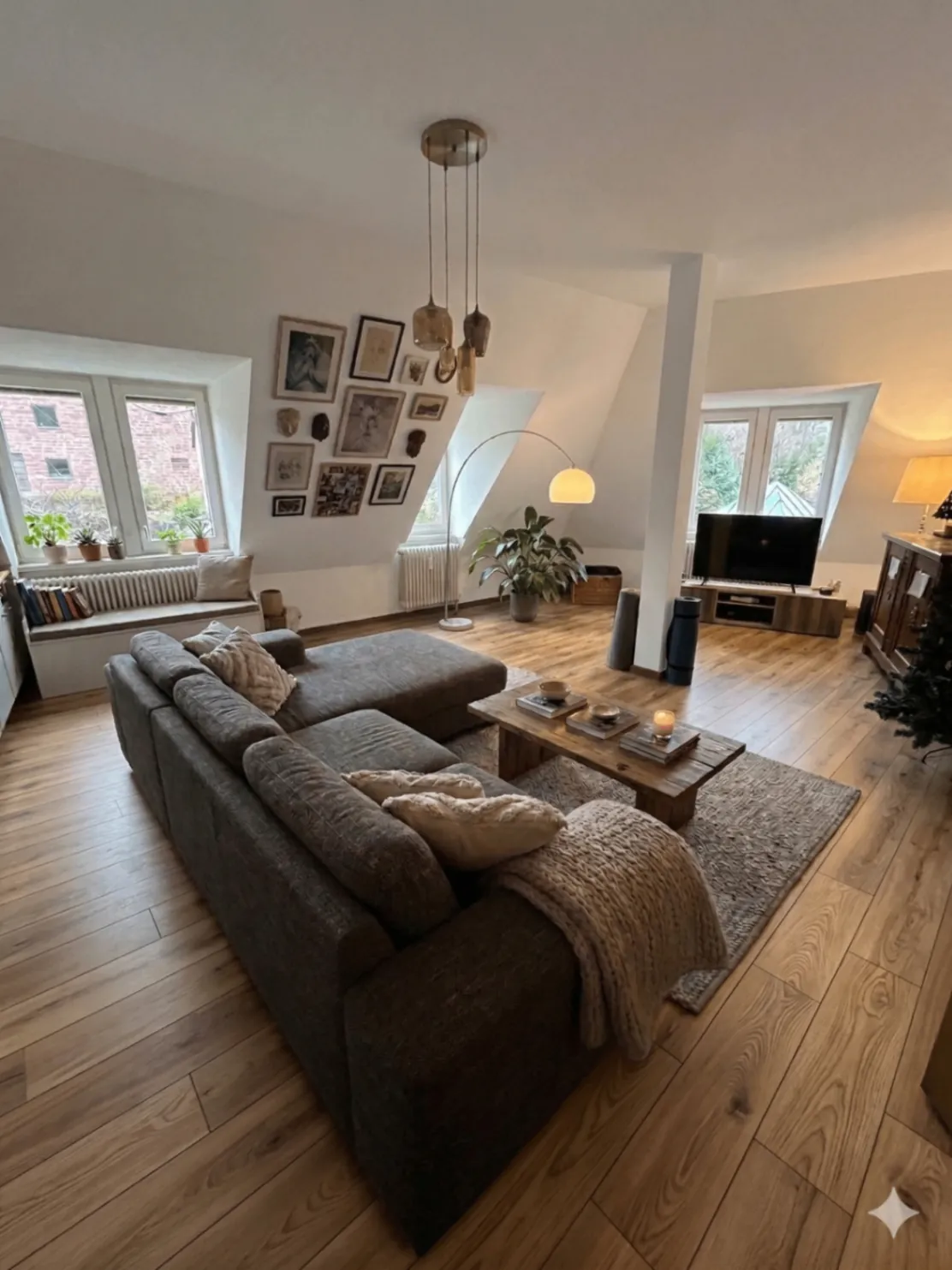 Gemütliches Wohnzimmer unter dem Dach